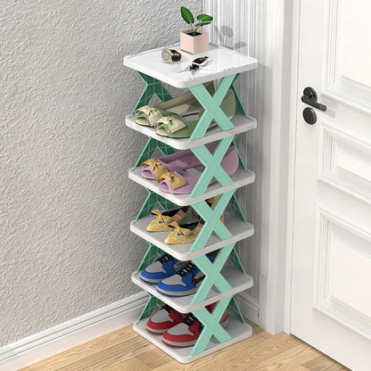 Stackable Narrow Shoe Rack – 6-Tier Space-Saving Storage Organizer