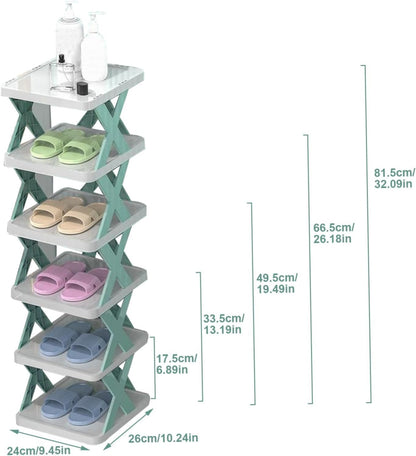 Stackable Narrow Shoe Rack – 6-Tier Space-Saving Storage Organizer