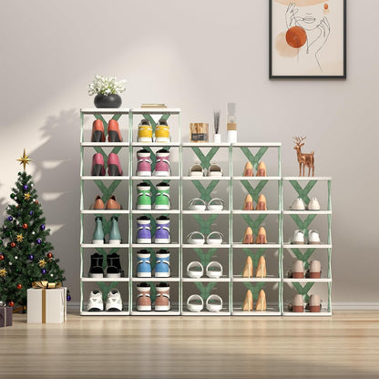 Stackable Narrow Shoe Rack – 6-Tier Space-Saving Storage Organizer