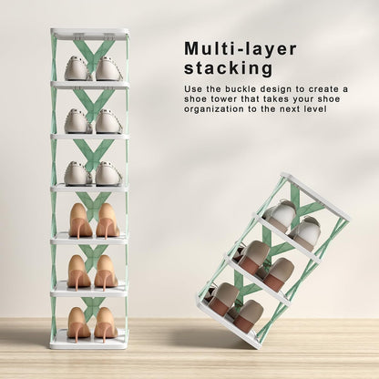 Stackable Narrow Shoe Rack – 6-Tier Space-Saving Storage Organizer