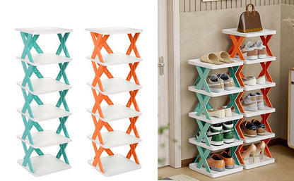 Stackable Narrow Shoe Rack – 6-Tier Space-Saving Storage Organizer
